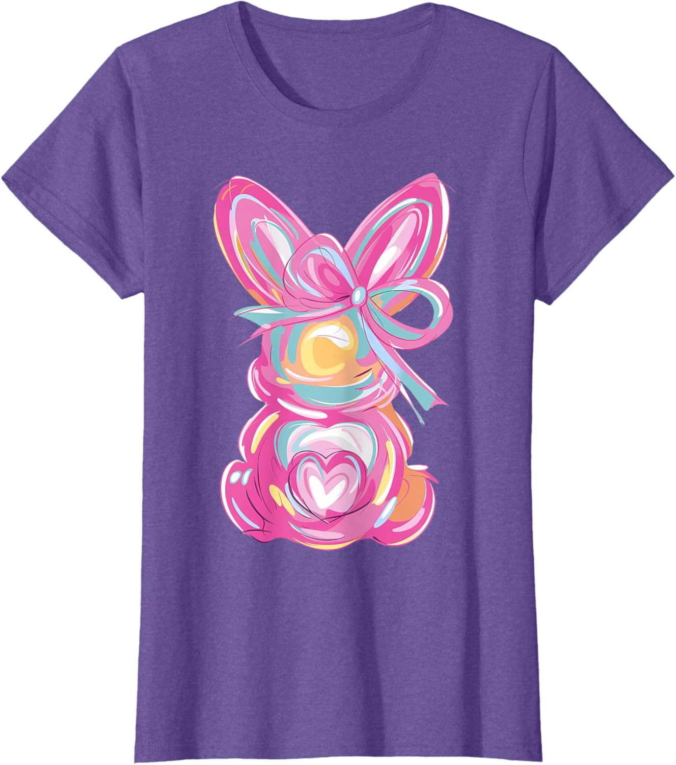 Colorful Bunny Easter Coquette Bow Pink Rabbit Easter Day T-Shirt