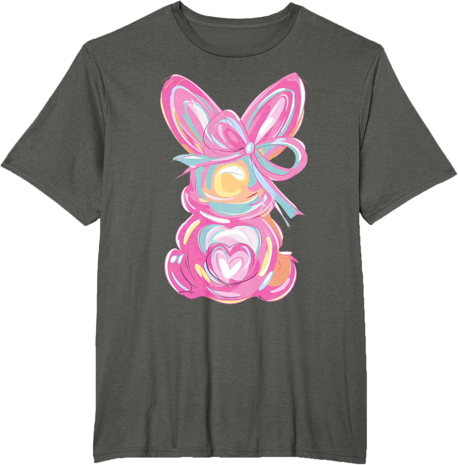 Colorful Bunny Easter Coquette Bow Pink Rabbit Easter Day T-Shirt