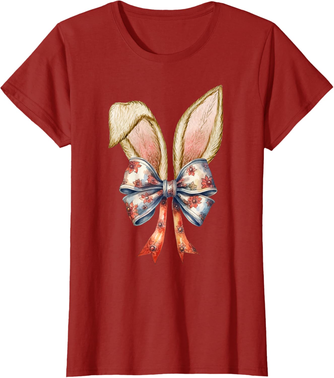 Coquette Bow Bunny Ear Cute Easter Aesthetic Soft Rabbit T-Shirt