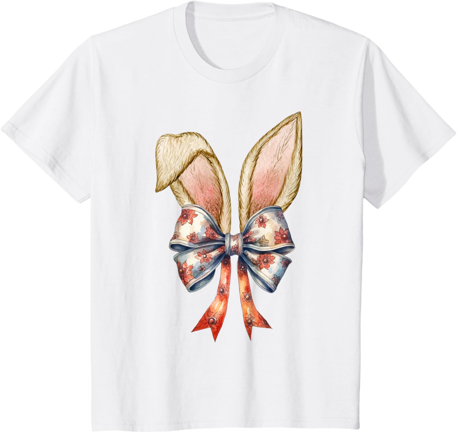 Coquette Bow Bunny Ear Cute Easter Aesthetic Soft Rabbit T-Shirt