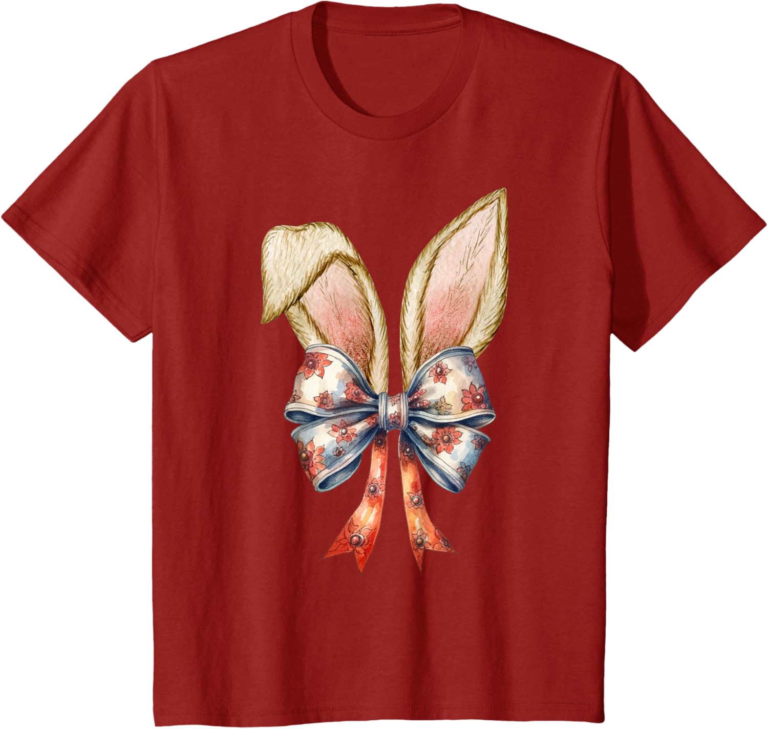 Coquette Bow Bunny Ear Cute Easter Aesthetic Soft Rabbit T-Shirt