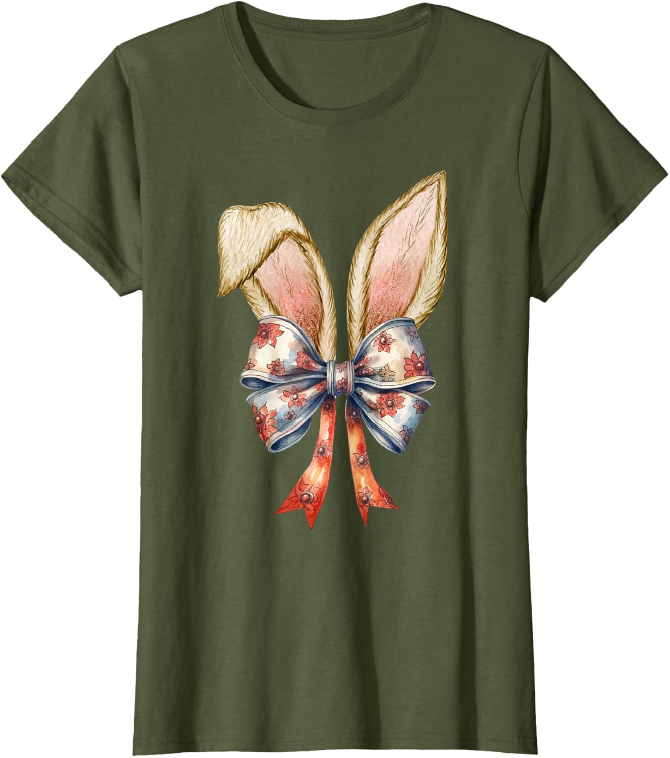 Coquette Bow Bunny Ear Cute Easter Aesthetic Soft Rabbit T-Shirt