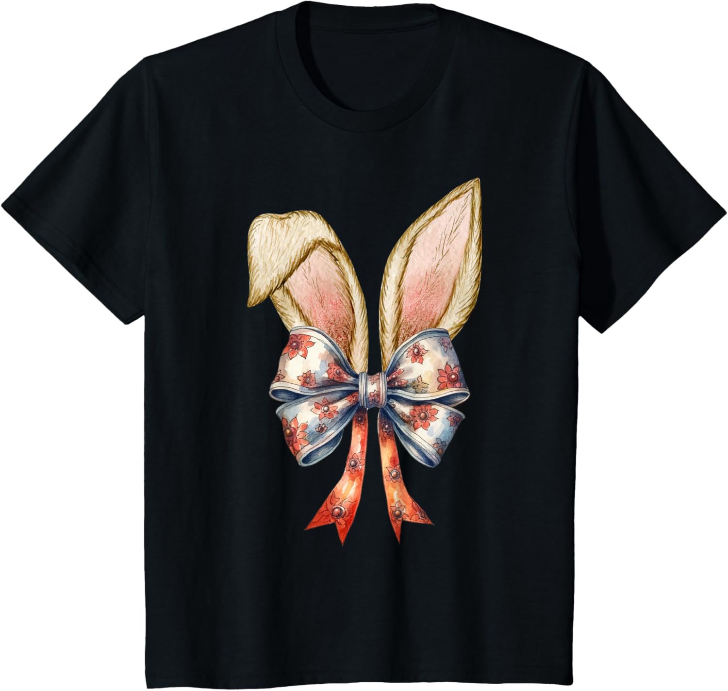 Coquette Bow Bunny Ear Cute Easter Aesthetic Soft Rabbit T-Shirt