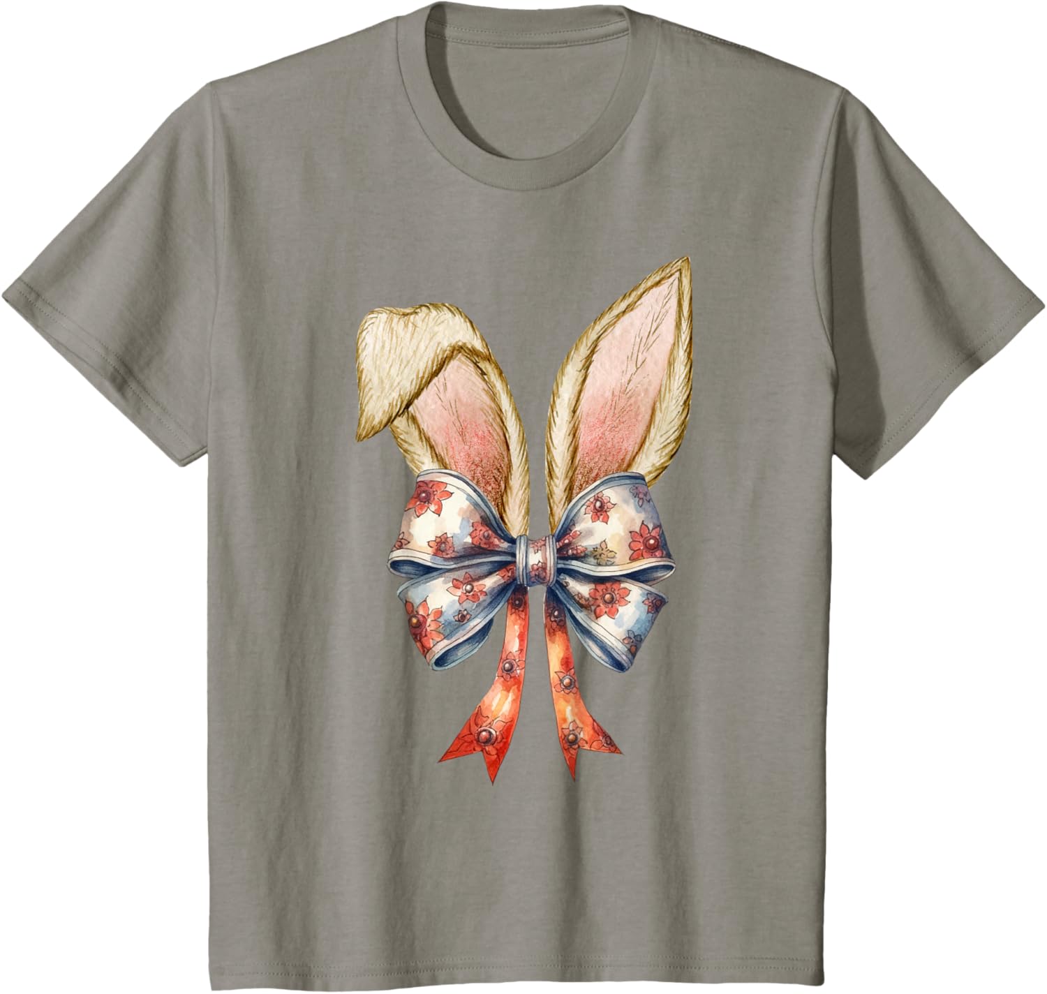 Coquette Bow Bunny Ear Cute Easter Aesthetic Soft Rabbit T-Shirt