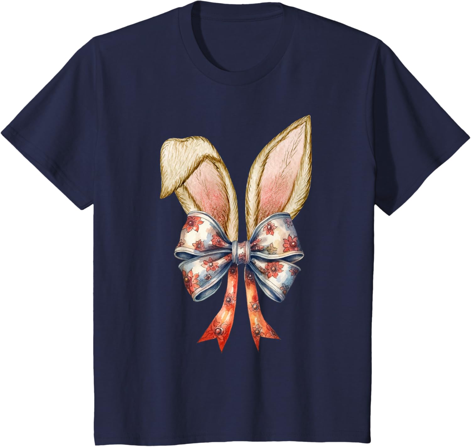 Coquette Bow Bunny Ear Cute Easter Aesthetic Soft Rabbit T-Shirt