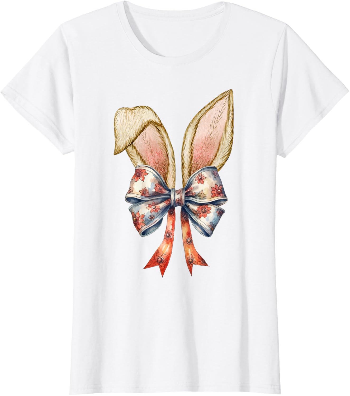 Coquette Bow Bunny Ear Cute Easter Aesthetic Soft Rabbit T-Shirt