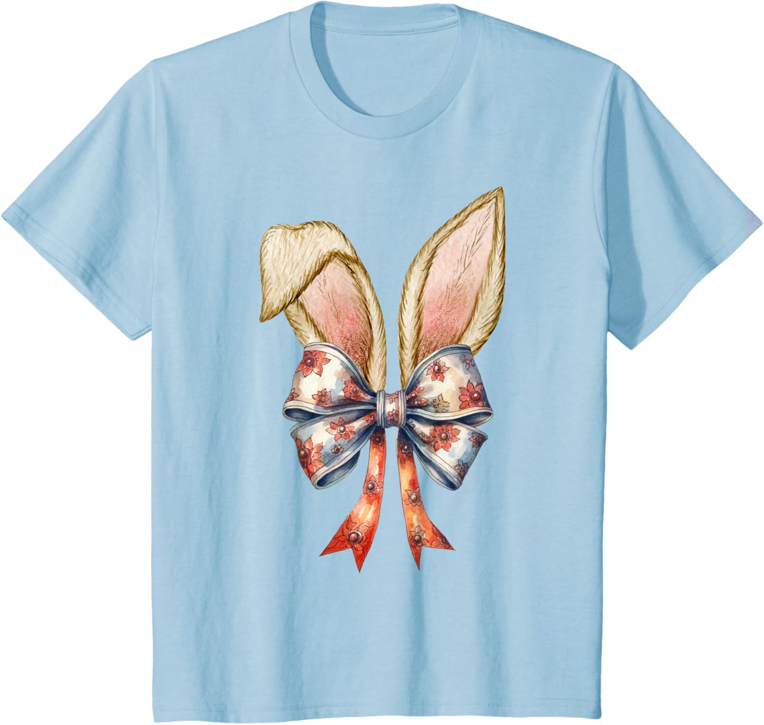 Coquette Bow Bunny Ear Cute Easter Aesthetic Soft Rabbit T-Shirt