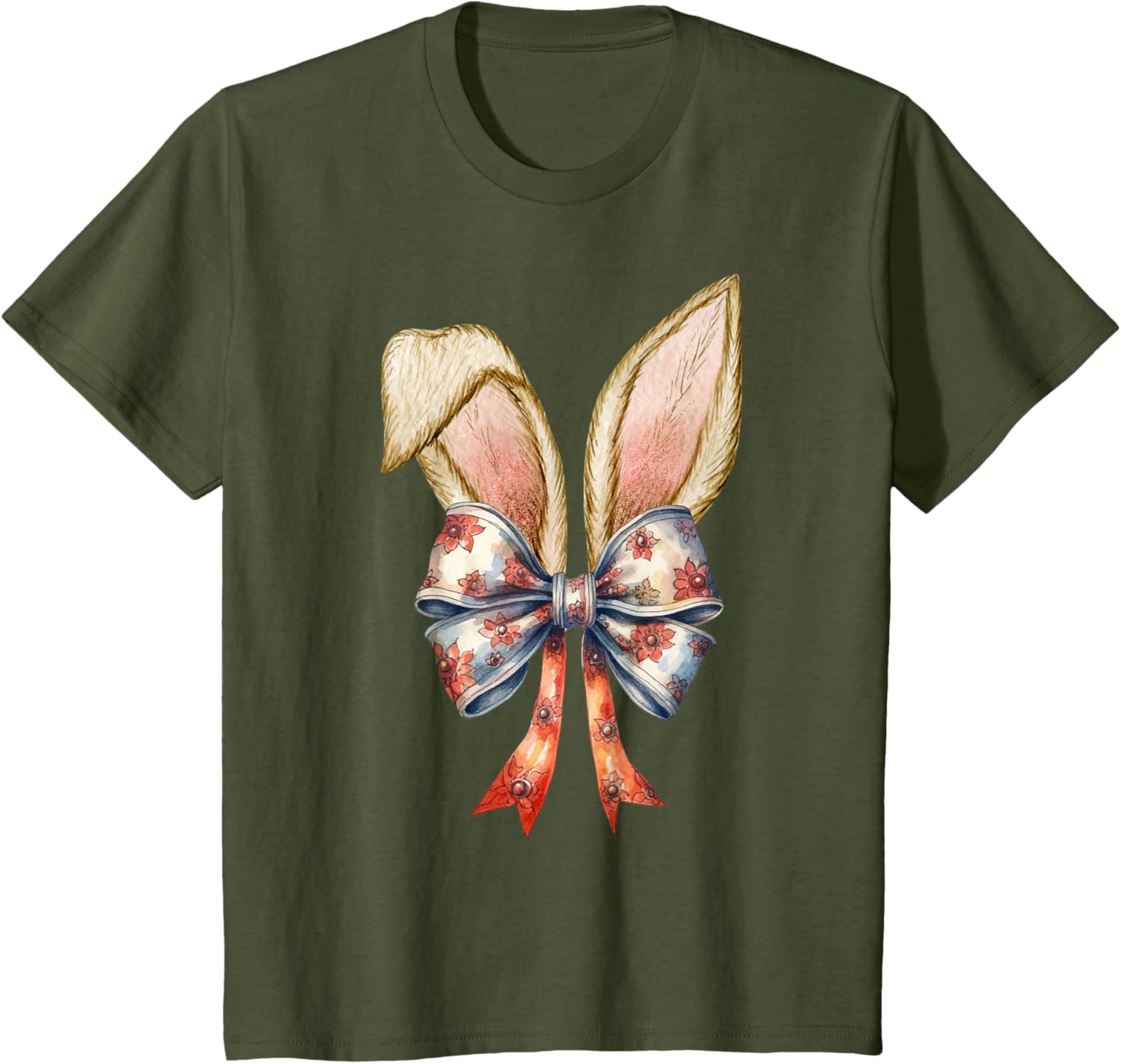 Coquette Bow Bunny Ear Cute Easter Aesthetic Soft Rabbit T-Shirt