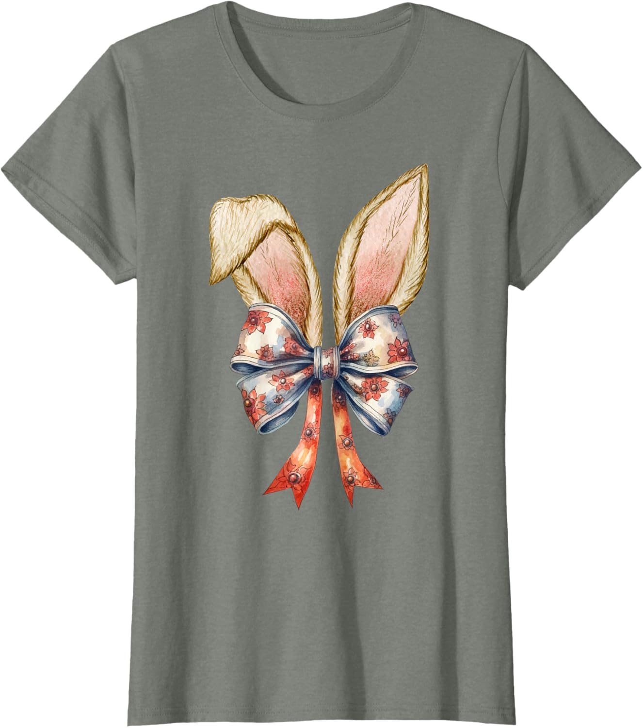 Coquette Bow Bunny Ear Cute Easter Aesthetic Soft Rabbit T-Shirt