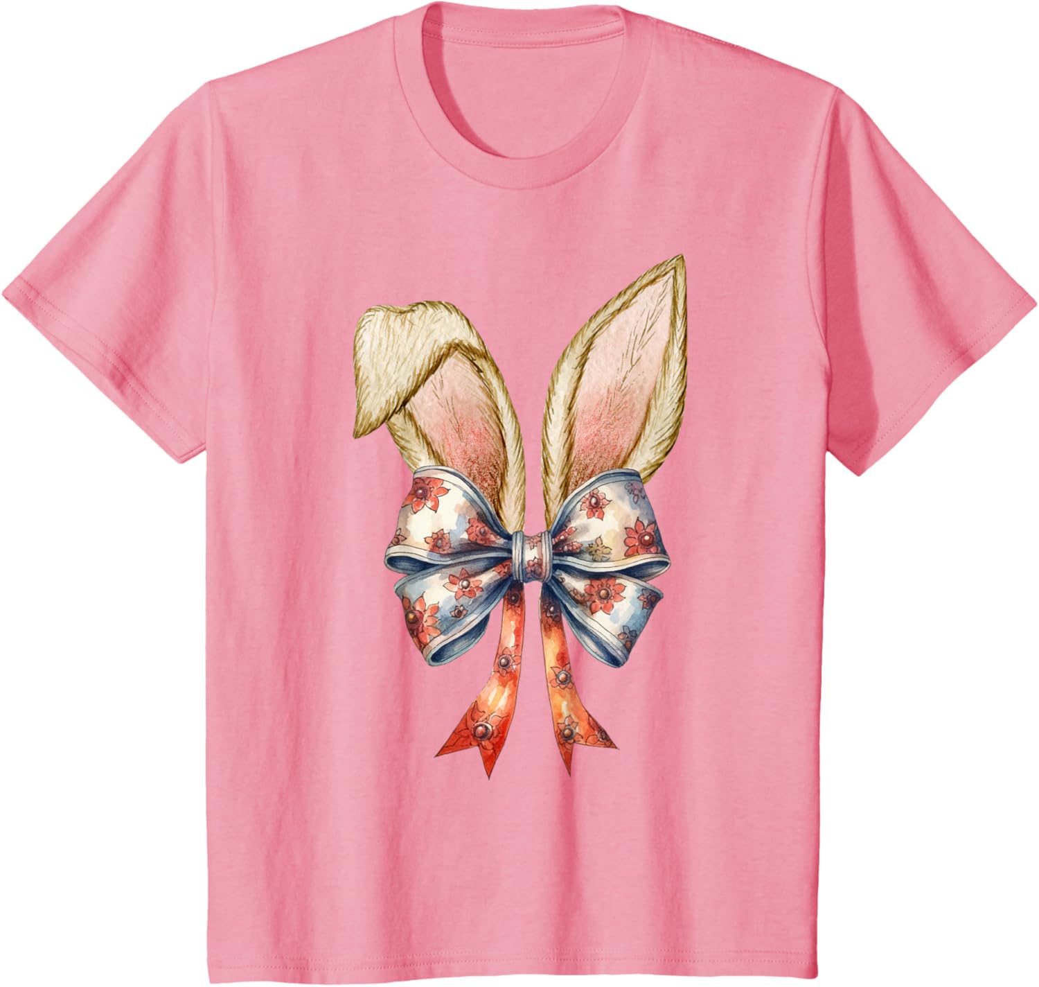 Coquette Bow Bunny Ear Cute Easter Aesthetic Soft Rabbit T-Shirt