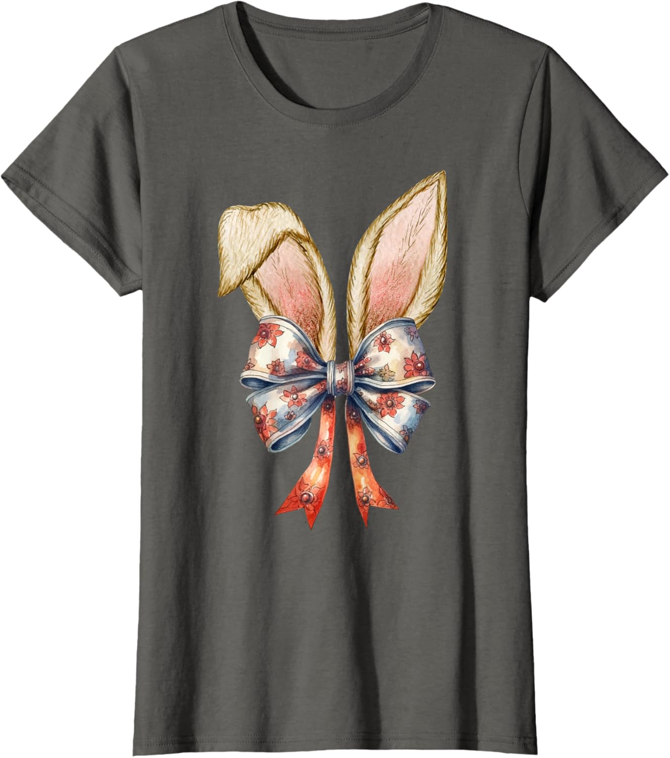 Coquette Bow Bunny Ear Cute Easter Aesthetic Soft Rabbit T-Shirt