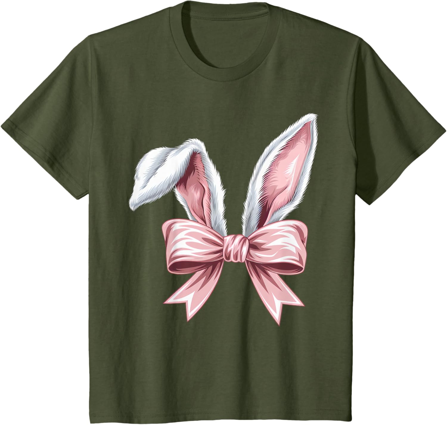 Coquette Bow Bunny Ears Cute Bunny Happy Easter Day Girls T-Shirt