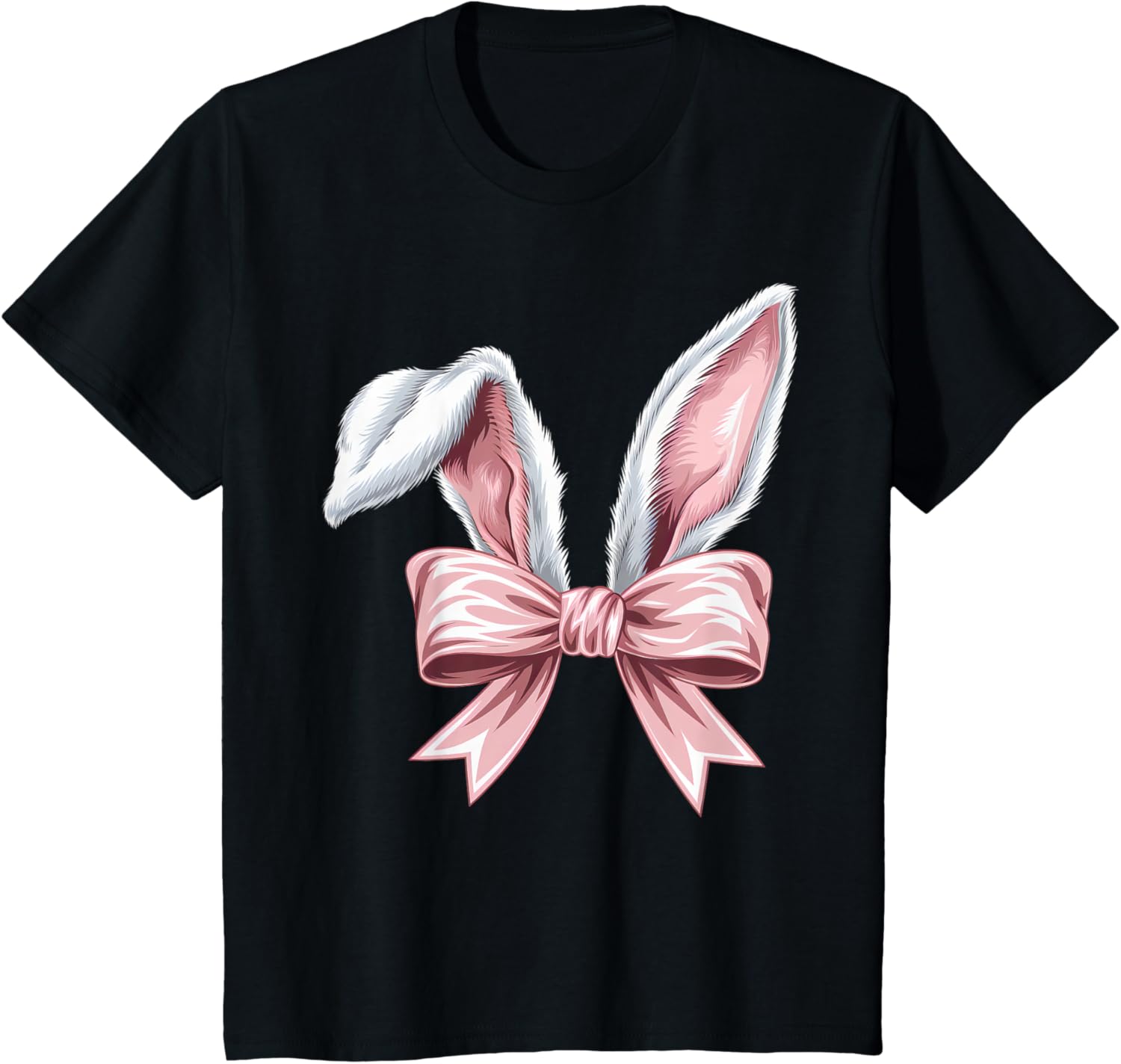 Coquette Bow Bunny Ears Cute Bunny Happy Easter Day Girls T-Shirt