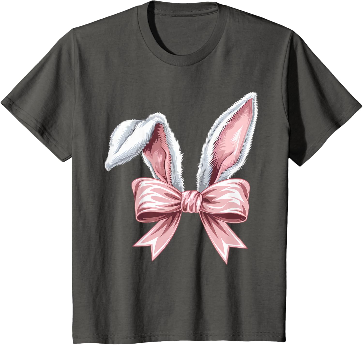 Coquette Bow Bunny Ears Cute Bunny Happy Easter Day Girls T-Shirt