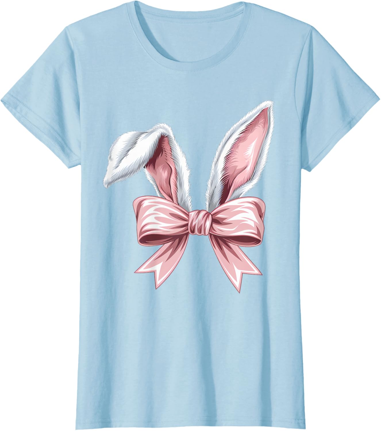 Coquette Bow Bunny Ears Cute Bunny Happy Easter Day Girls T-Shirt