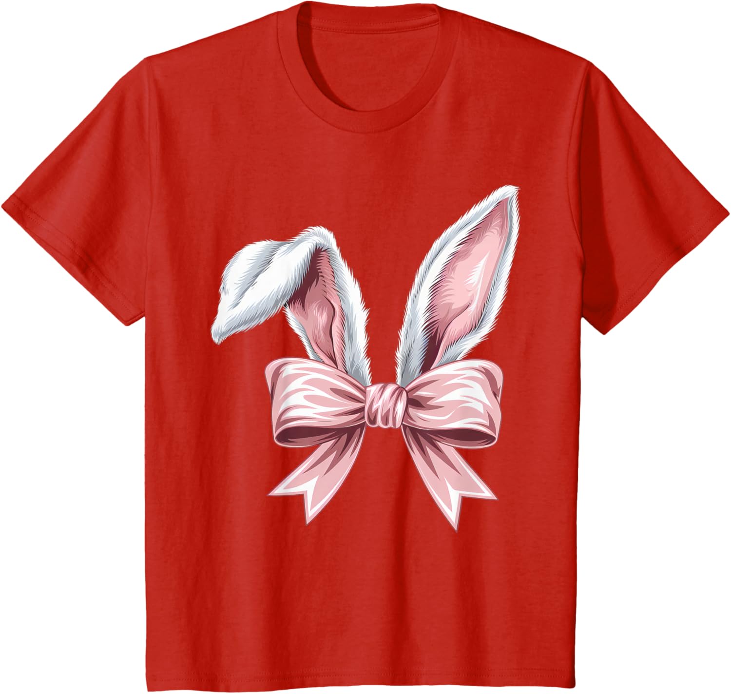 Coquette Bow Bunny Ears Cute Bunny Happy Easter Day Girls T-Shirt