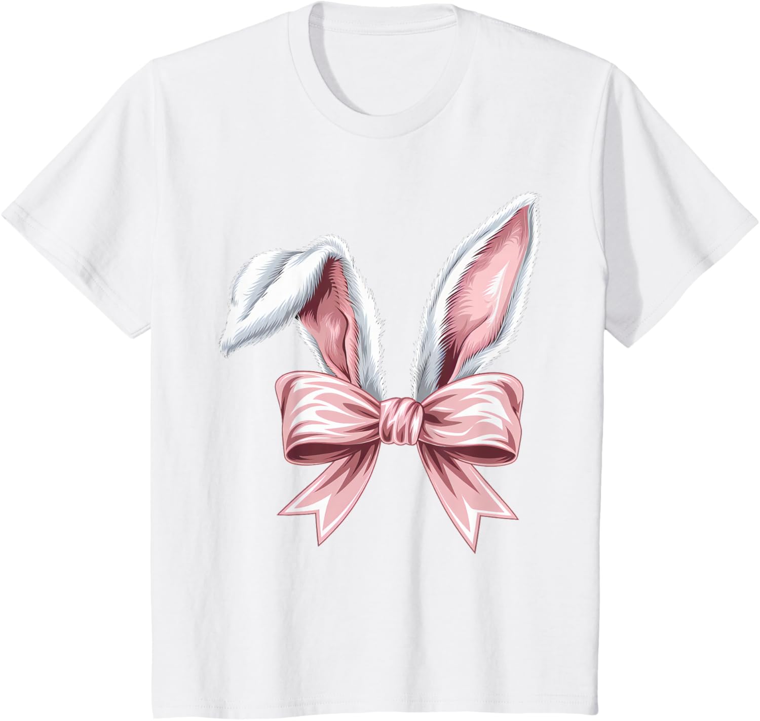 Coquette Bow Bunny Ears Cute Bunny Happy Easter Day Girls T-Shirt