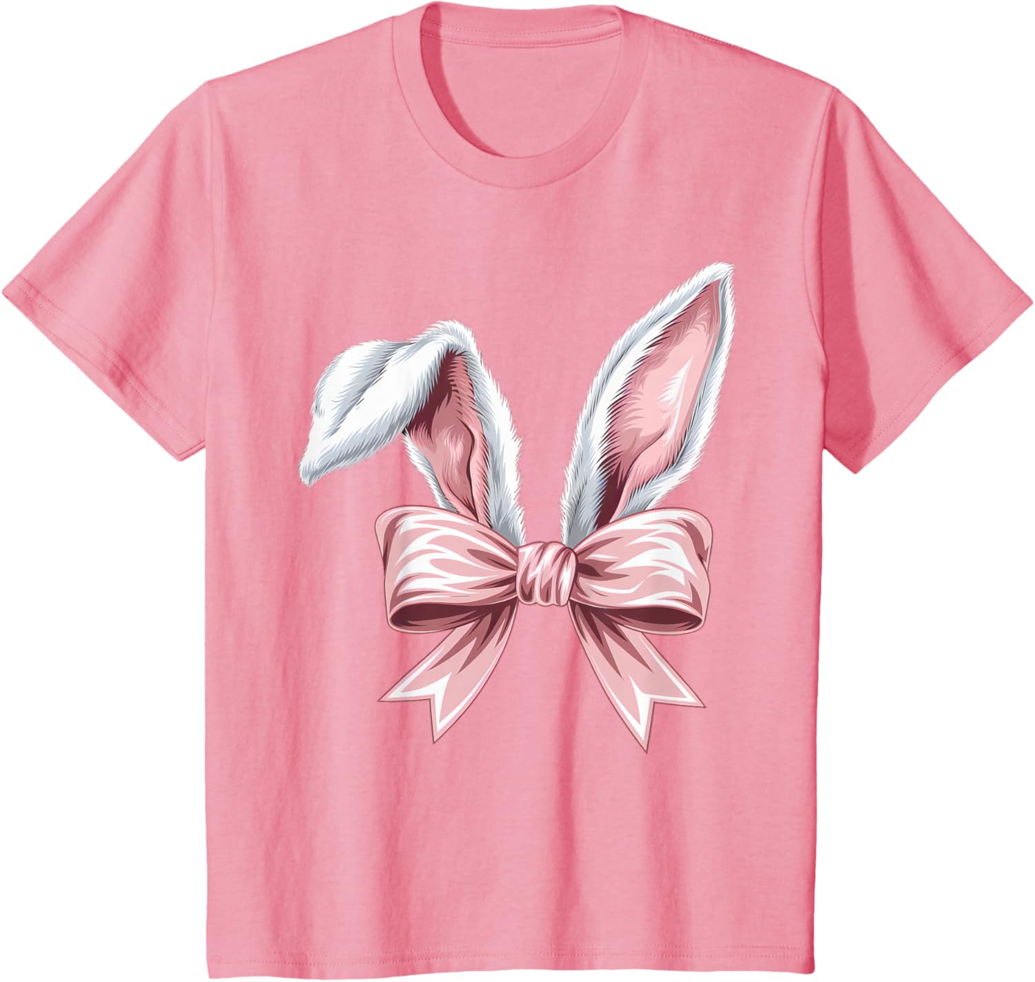 Coquette Bow Bunny Ears Cute Bunny Happy Easter Day Girls T-Shirt