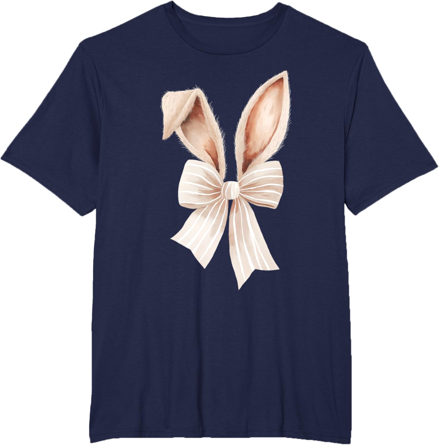 Coquette Bow Bunny Ears Cute Bunny Rabbit Happy Easter Day T-Shirt