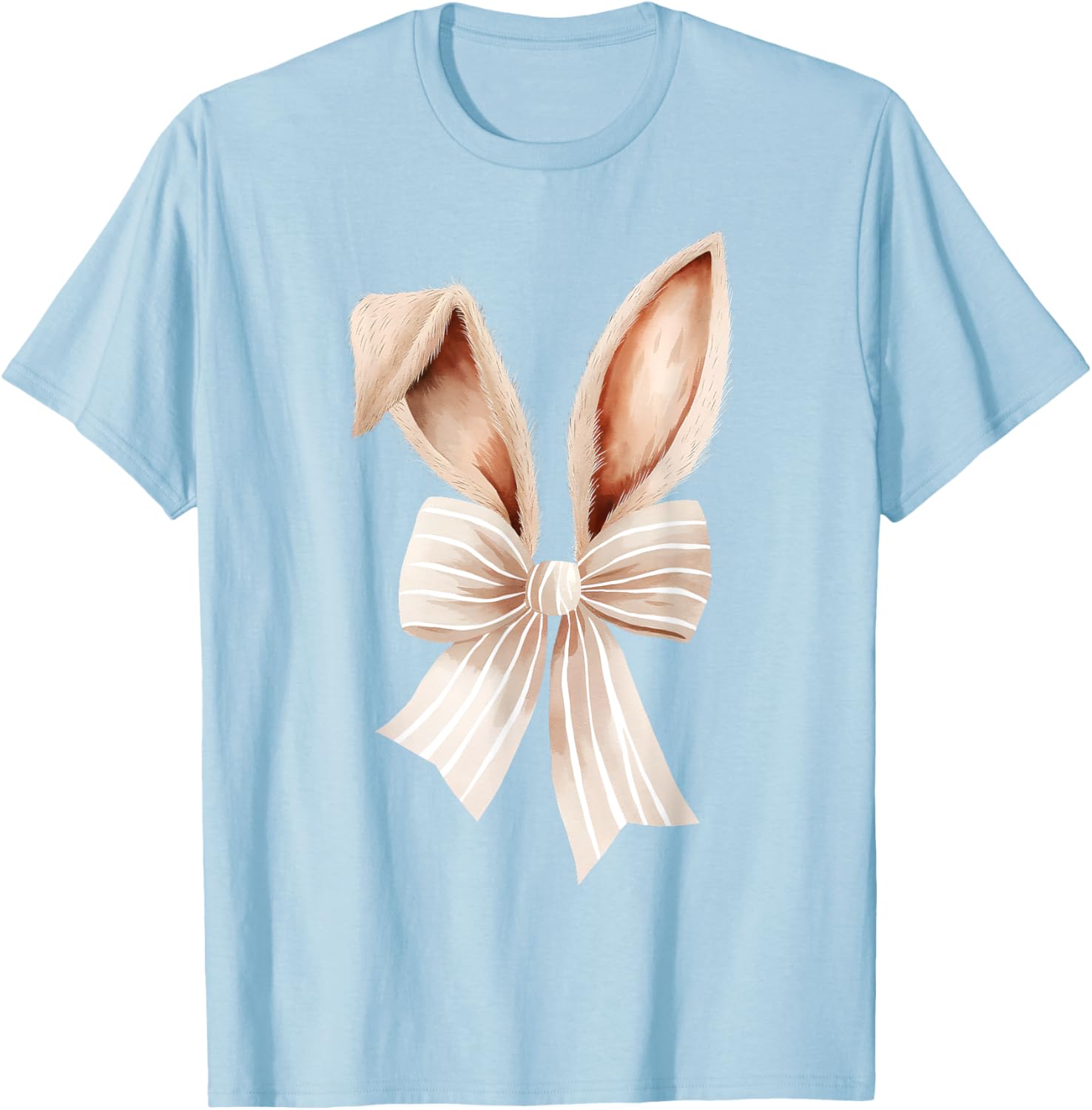 Coquette Bow Bunny Ears Cute Bunny Rabbit Happy Easter Day T-Shirt