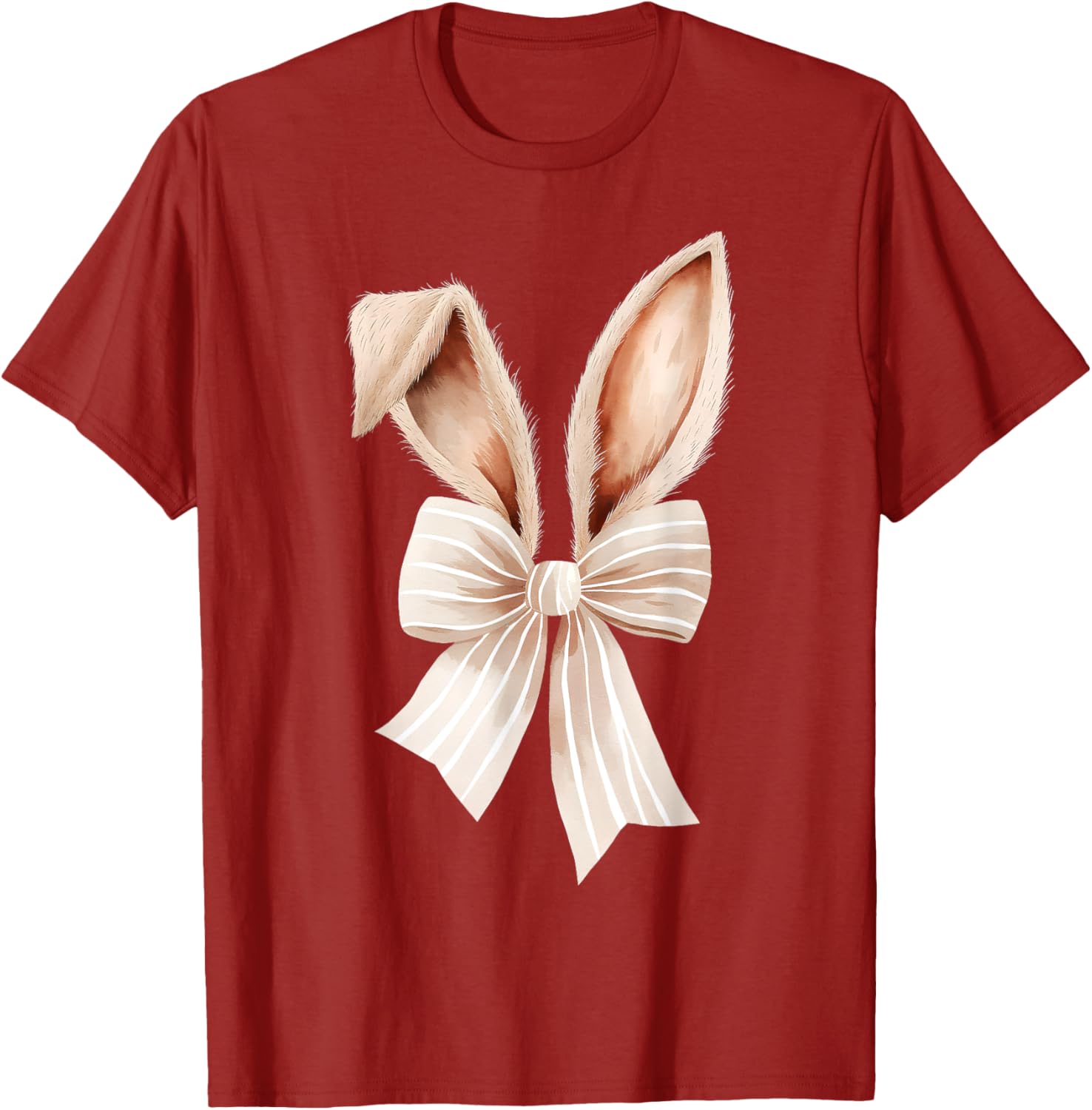 Coquette Bow Bunny Ears Cute Bunny Rabbit Happy Easter Day T-Shirt