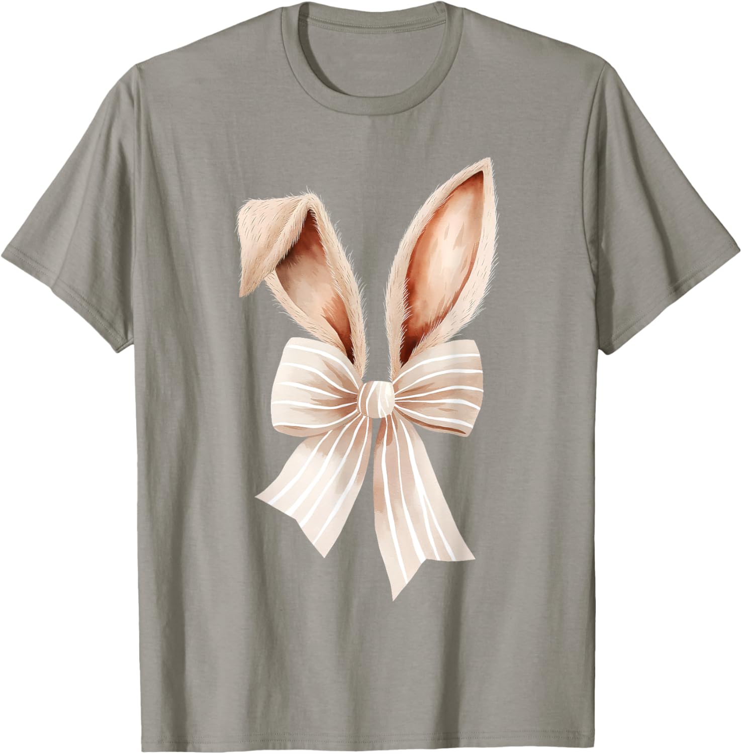 Coquette Bow Bunny Ears Cute Bunny Rabbit Happy Easter Day T-Shirt