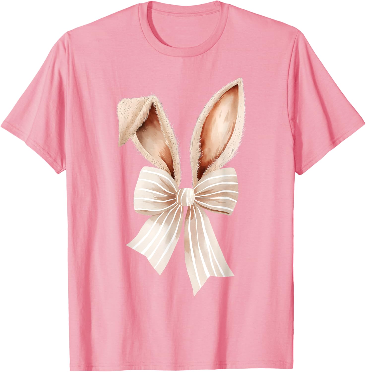 Coquette Bow Bunny Ears Cute Bunny Rabbit Happy Easter Day T-Shirt