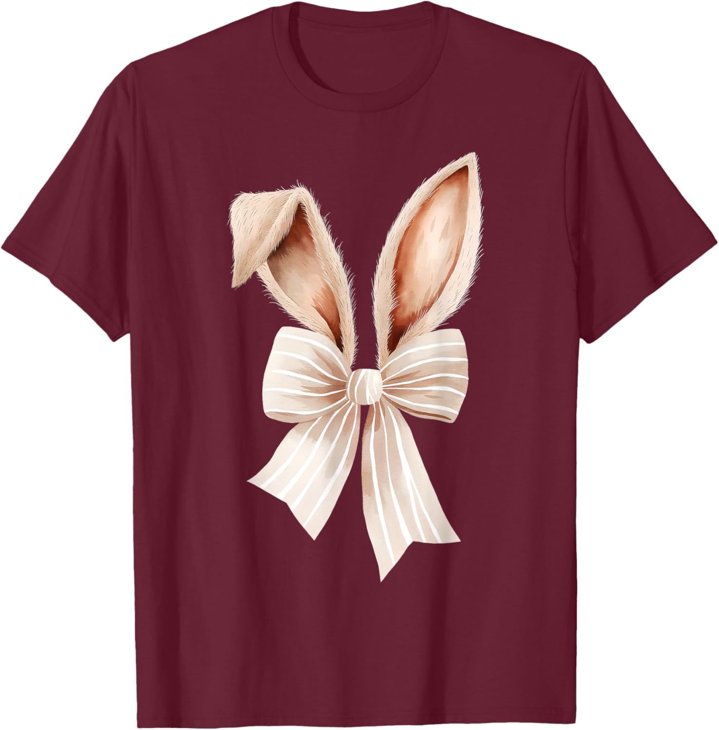 Coquette Bow Bunny Ears Cute Bunny Rabbit Happy Easter Day T-Shirt