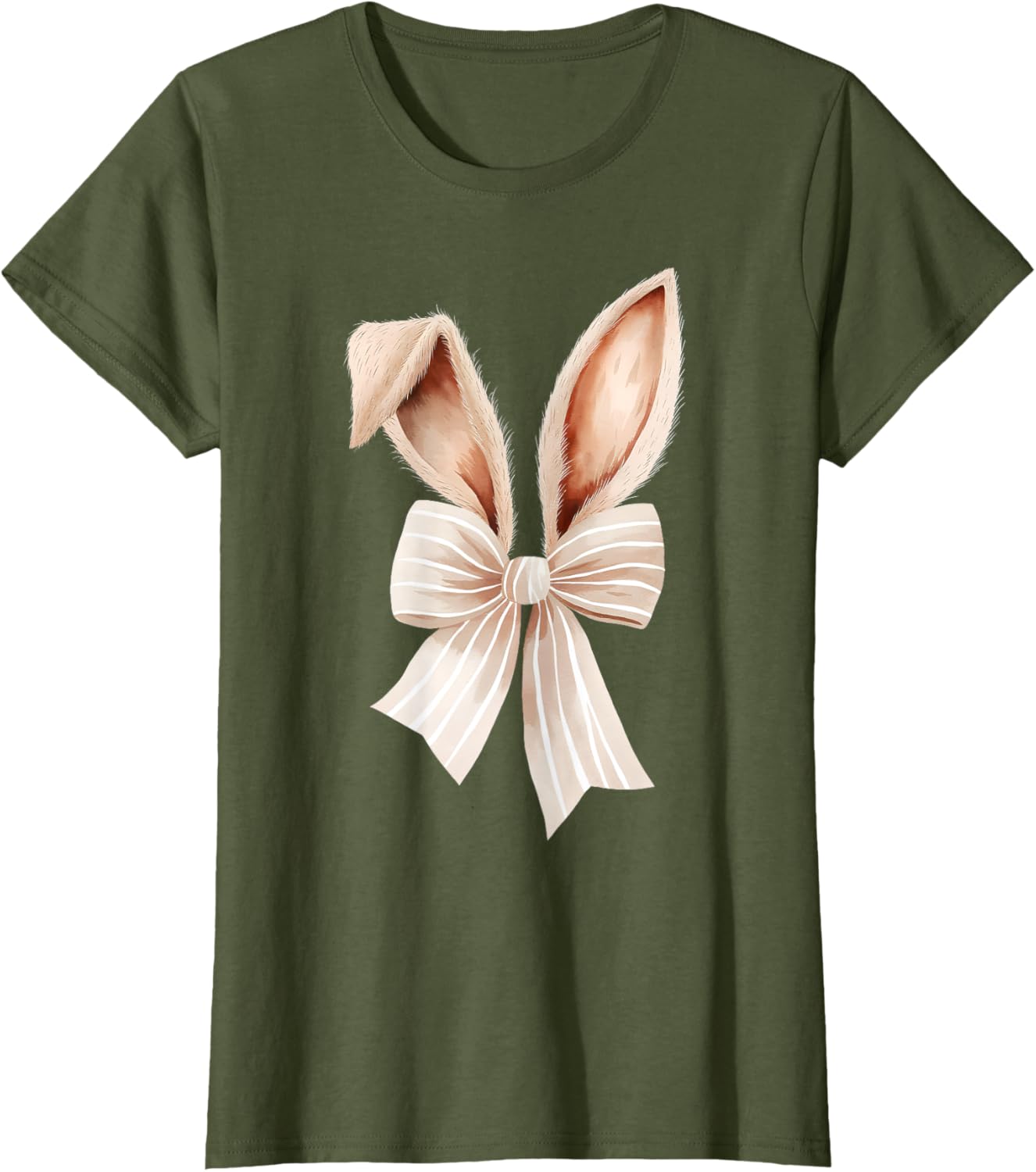 Coquette Bow Bunny Ears Cute Bunny Rabbit Happy Easter Day T-Shirt