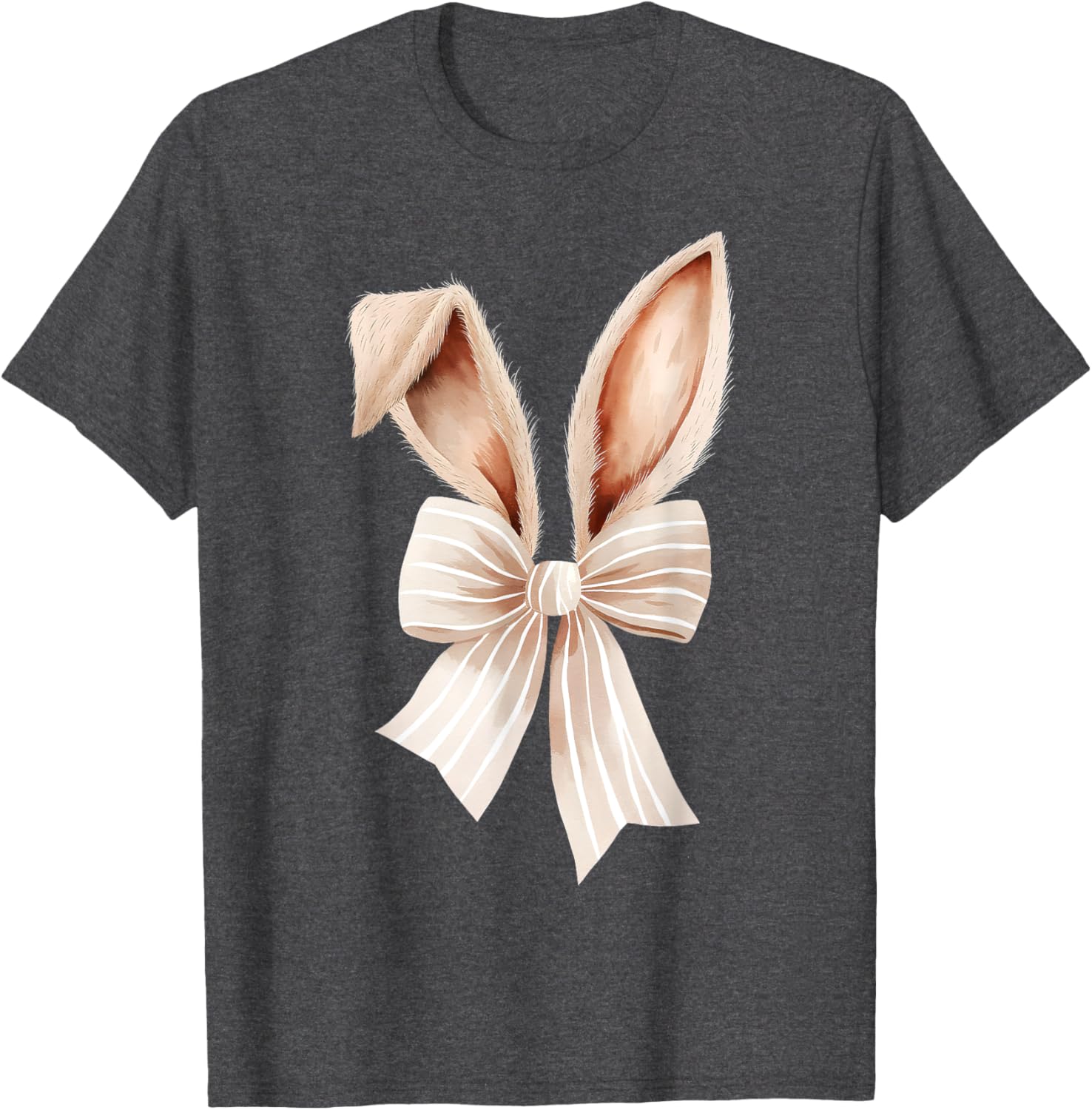 Coquette Bow Bunny Ears Cute Bunny Rabbit Happy Easter Day T-Shirt