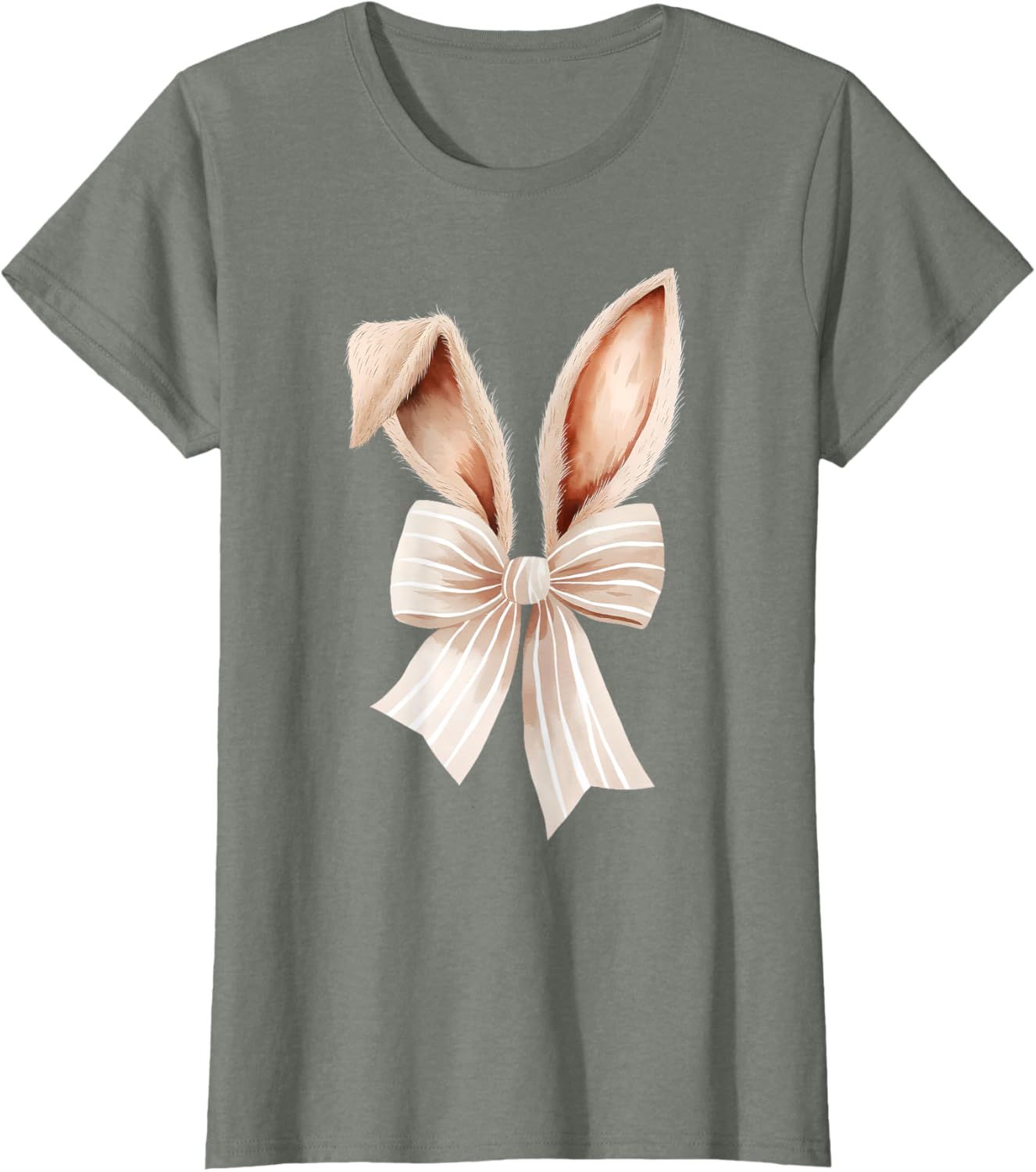 Coquette Bow Bunny Ears Cute Bunny Rabbit Happy Easter Day T-Shirt