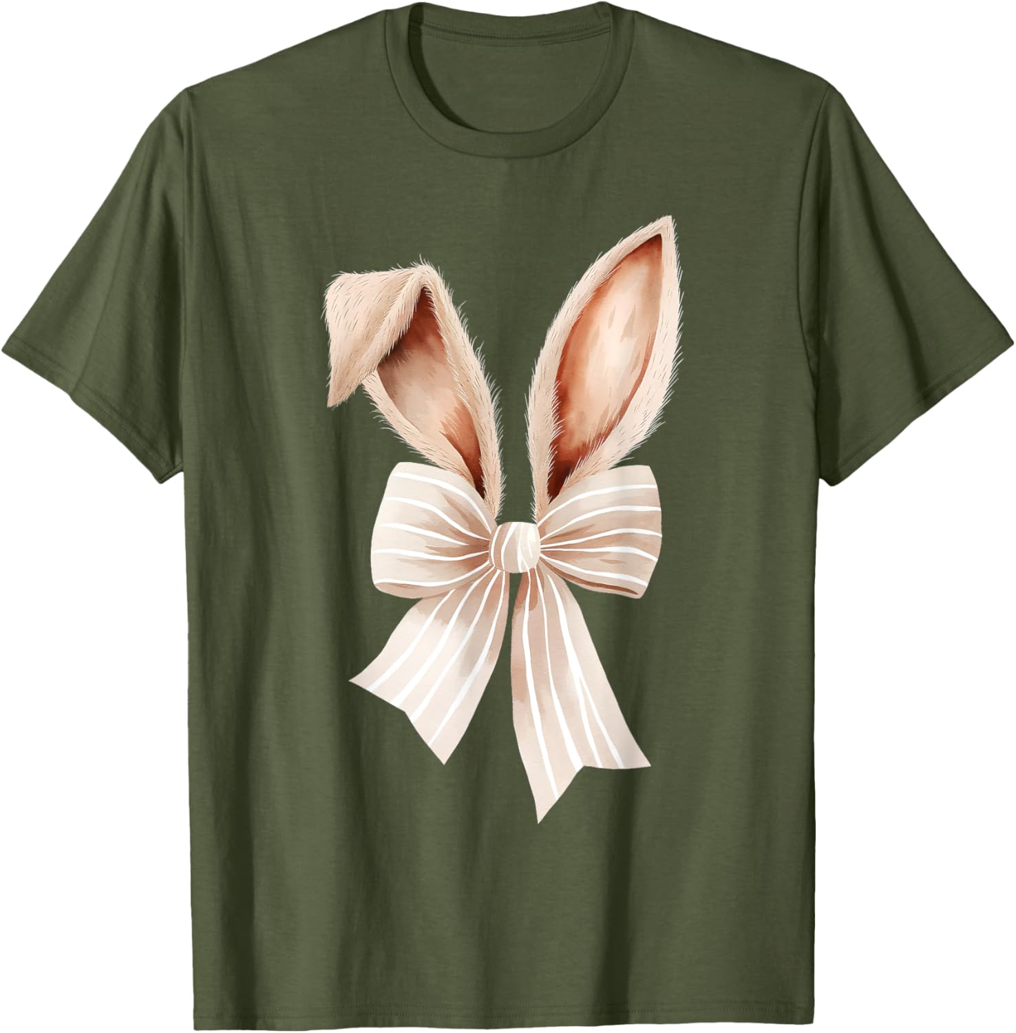 Coquette Bow Bunny Ears Cute Bunny Rabbit Happy Easter Day T-Shirt