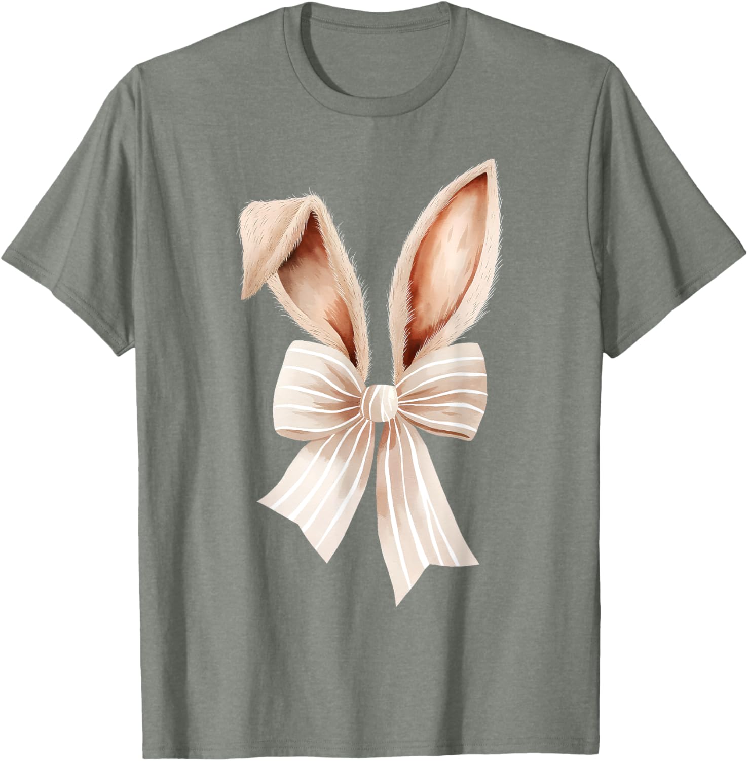 Coquette Bow Bunny Ears Cute Bunny Rabbit Happy Easter Day T-Shirt