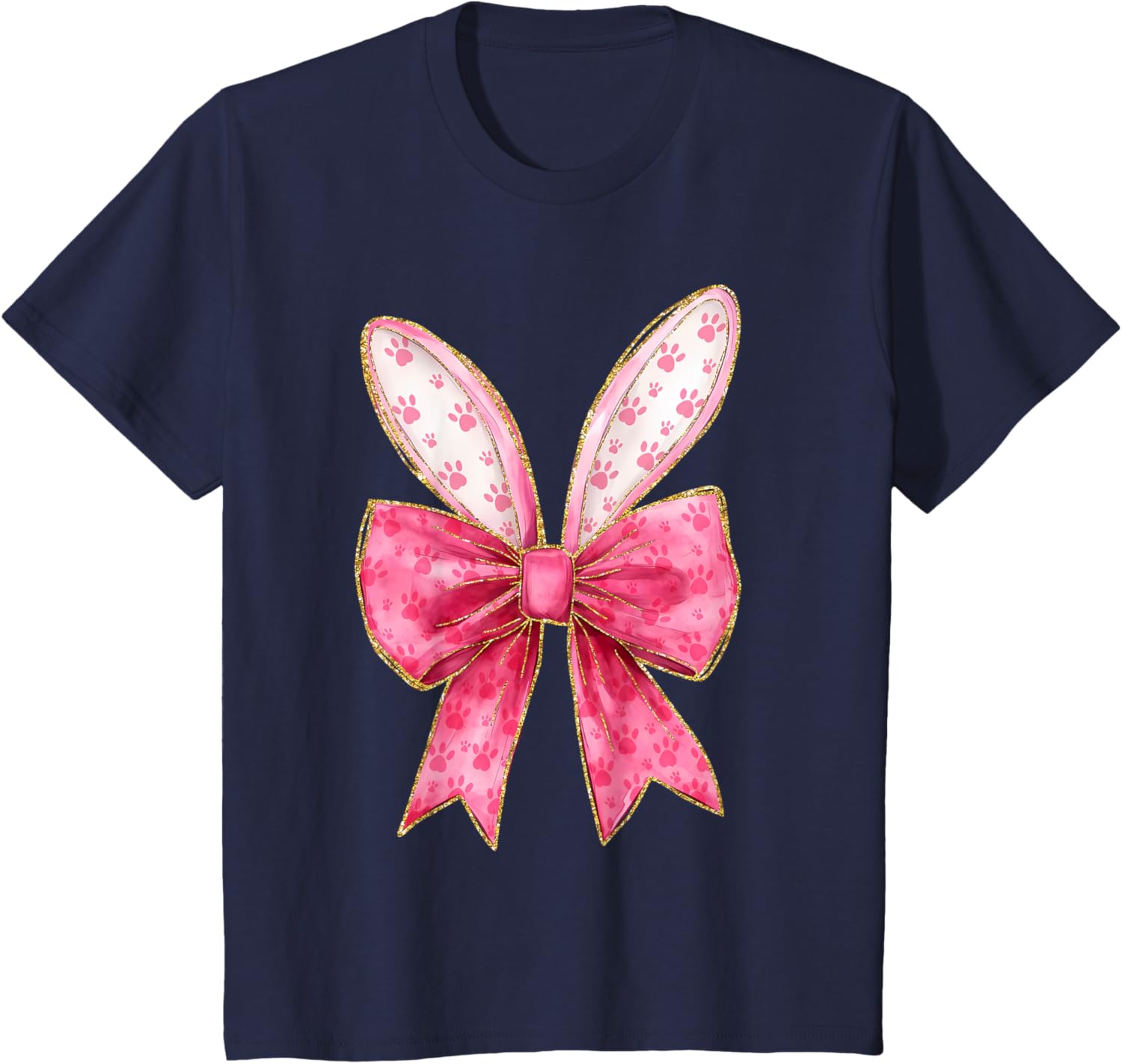 Coquette Bow Bunny Ears Easter Cute Pink Rabbit Women Girls T-Shirt