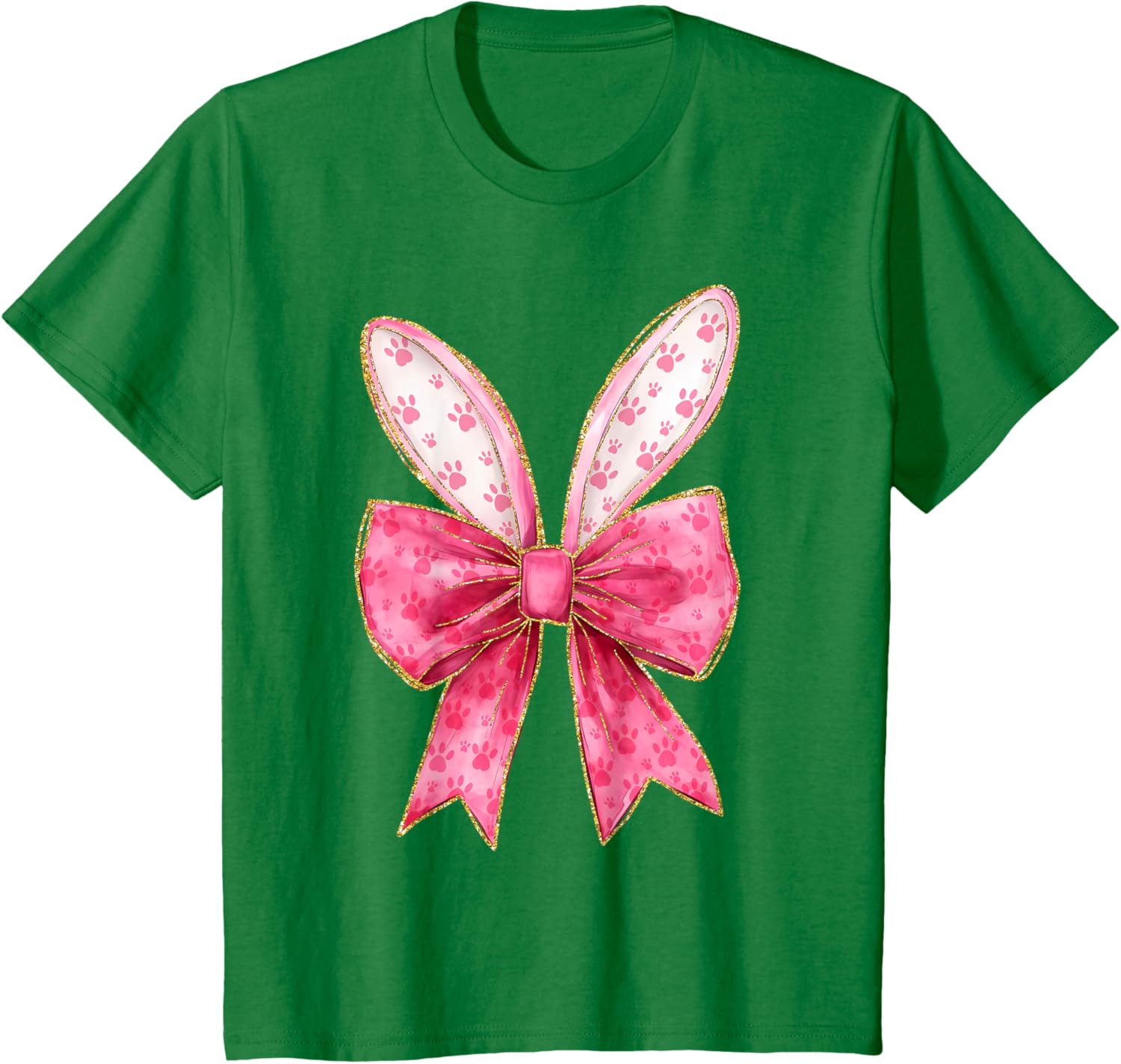 Coquette Bow Bunny Ears Easter Cute Pink Rabbit Women Girls T-Shirt