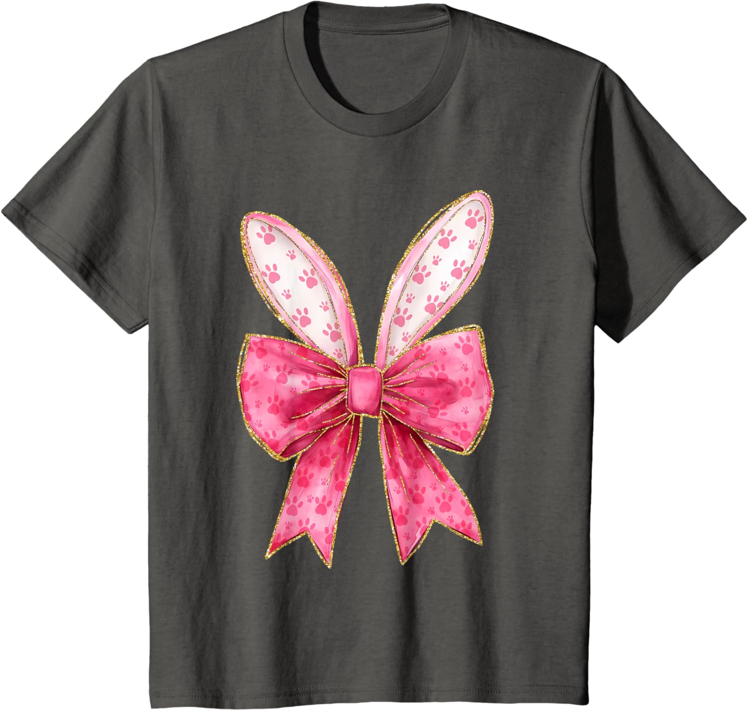 Coquette Bow Bunny Ears Easter Cute Pink Rabbit Women Girls T-Shirt