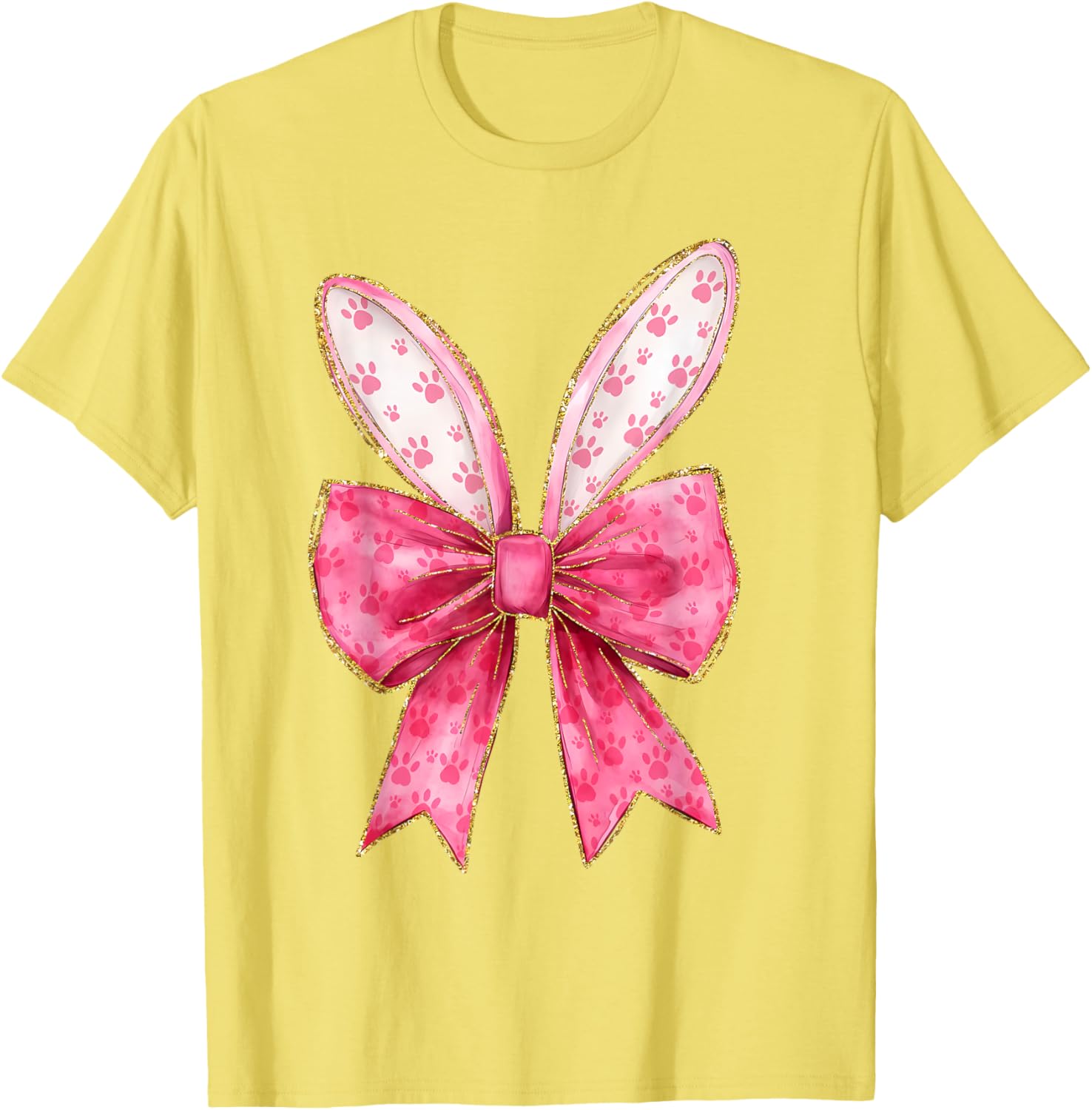 Coquette Bow Bunny Ears Easter Cute Pink Rabbit Women Girls T-Shirt