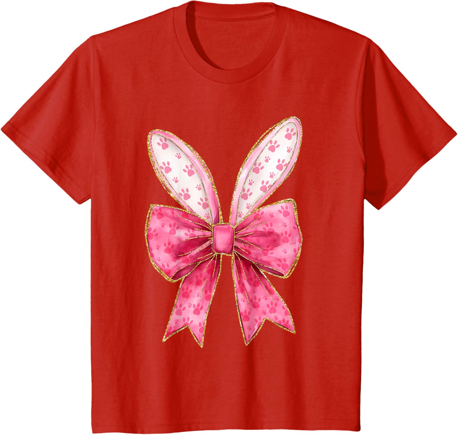 Coquette Bow Bunny Ears Easter Cute Pink Rabbit Women Girls T-Shirt