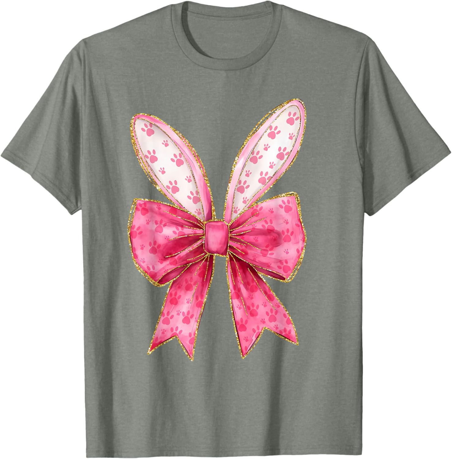 Coquette Bow Bunny Ears Easter Cute Pink Rabbit Women Girls T-Shirt