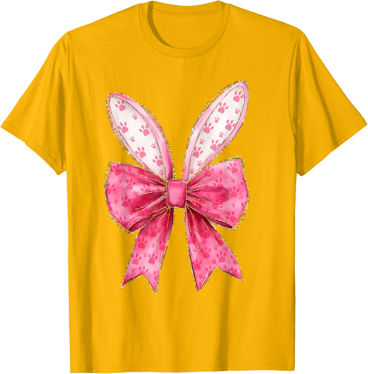 Coquette Bow Bunny Ears Easter Cute Pink Rabbit Women Girls T-Shirt