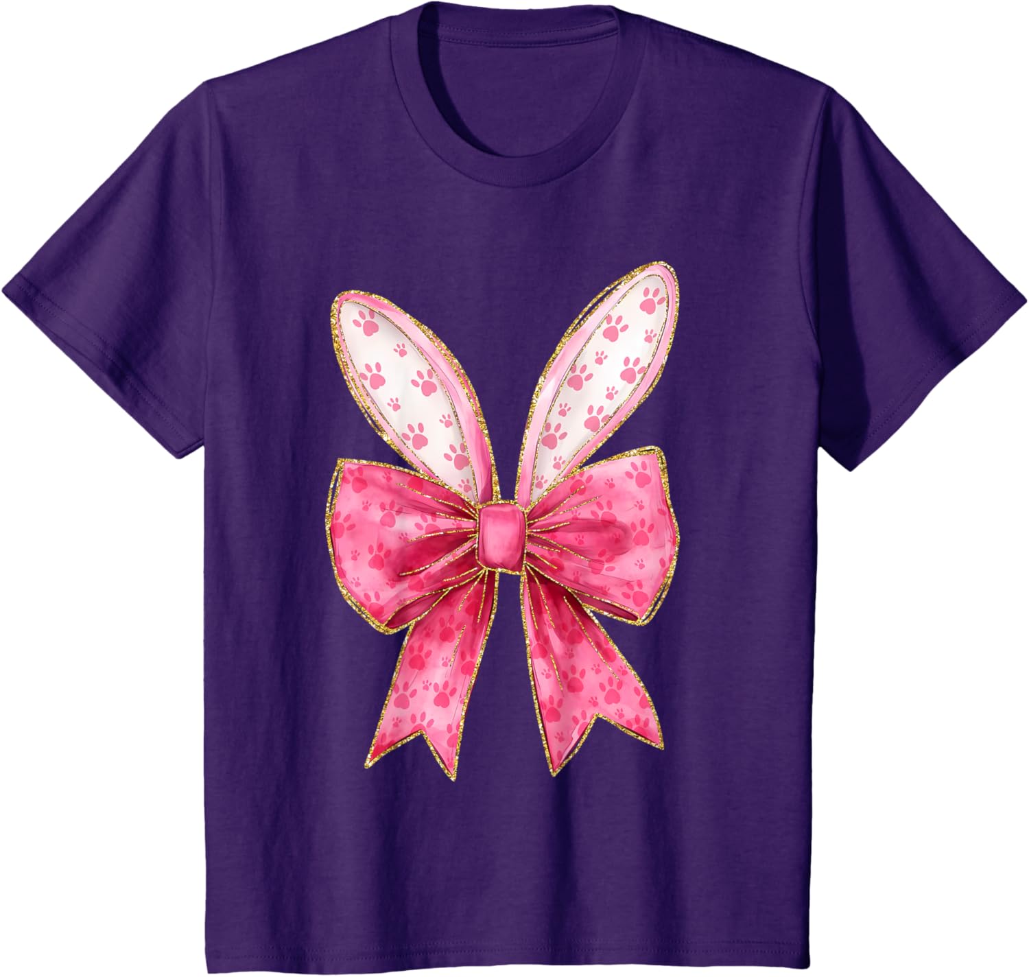 Coquette Bow Bunny Ears Easter Cute Pink Rabbit Women Girls T-Shirt