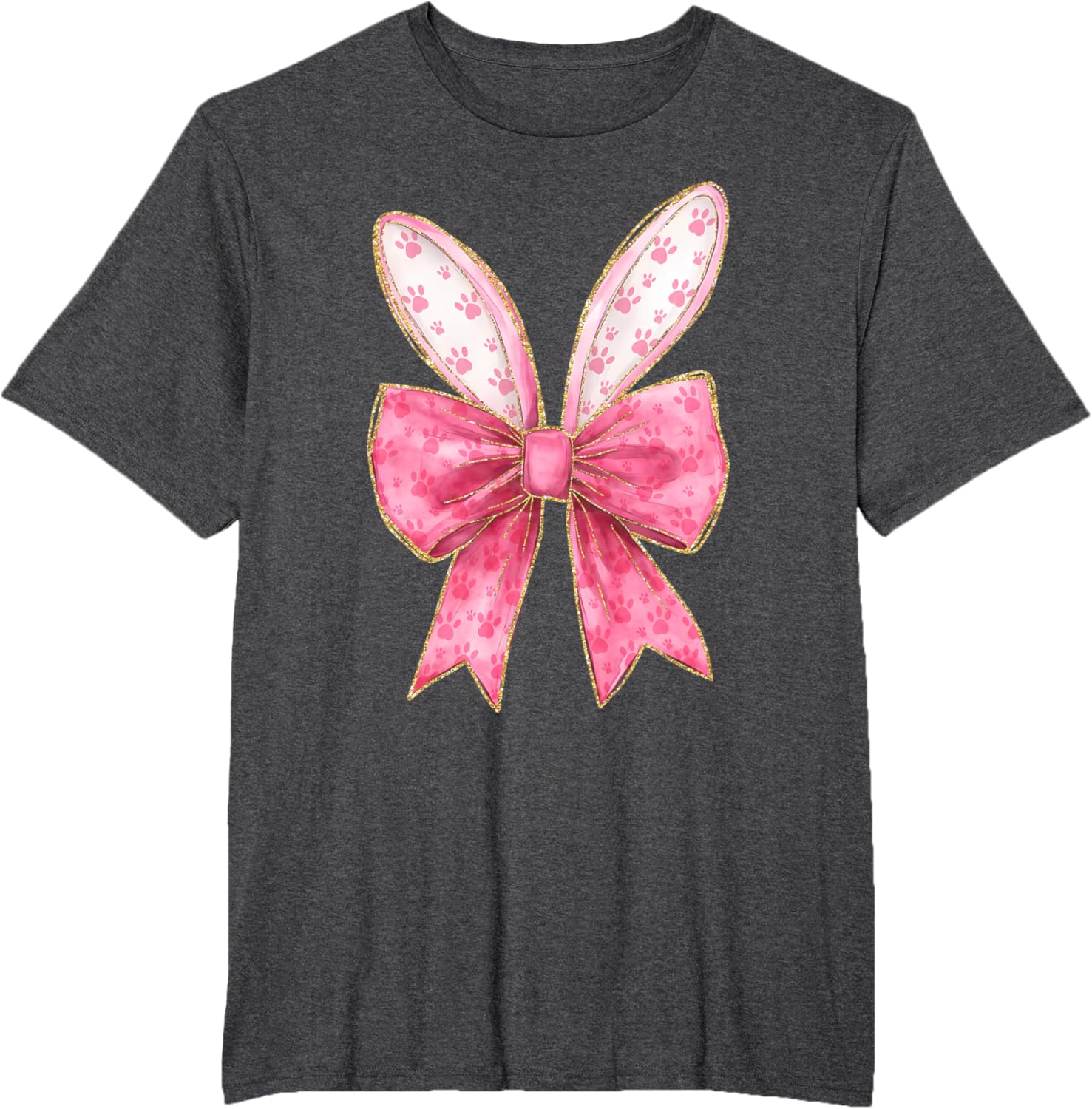 Coquette Bow Bunny Ears Easter Cute Pink Rabbit Women Girls T-Shirt