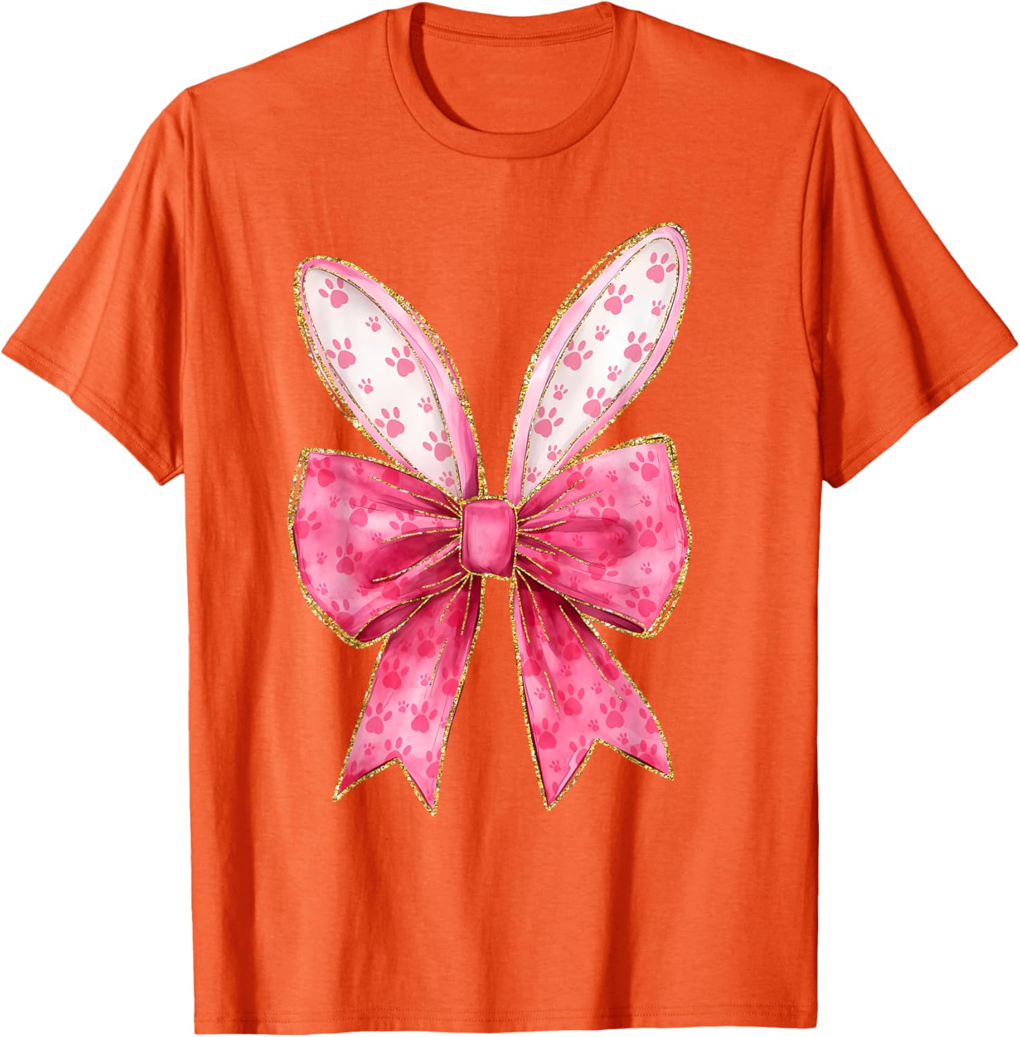 Coquette Bow Bunny Ears Easter Cute Pink Rabbit Women Girls T-Shirt