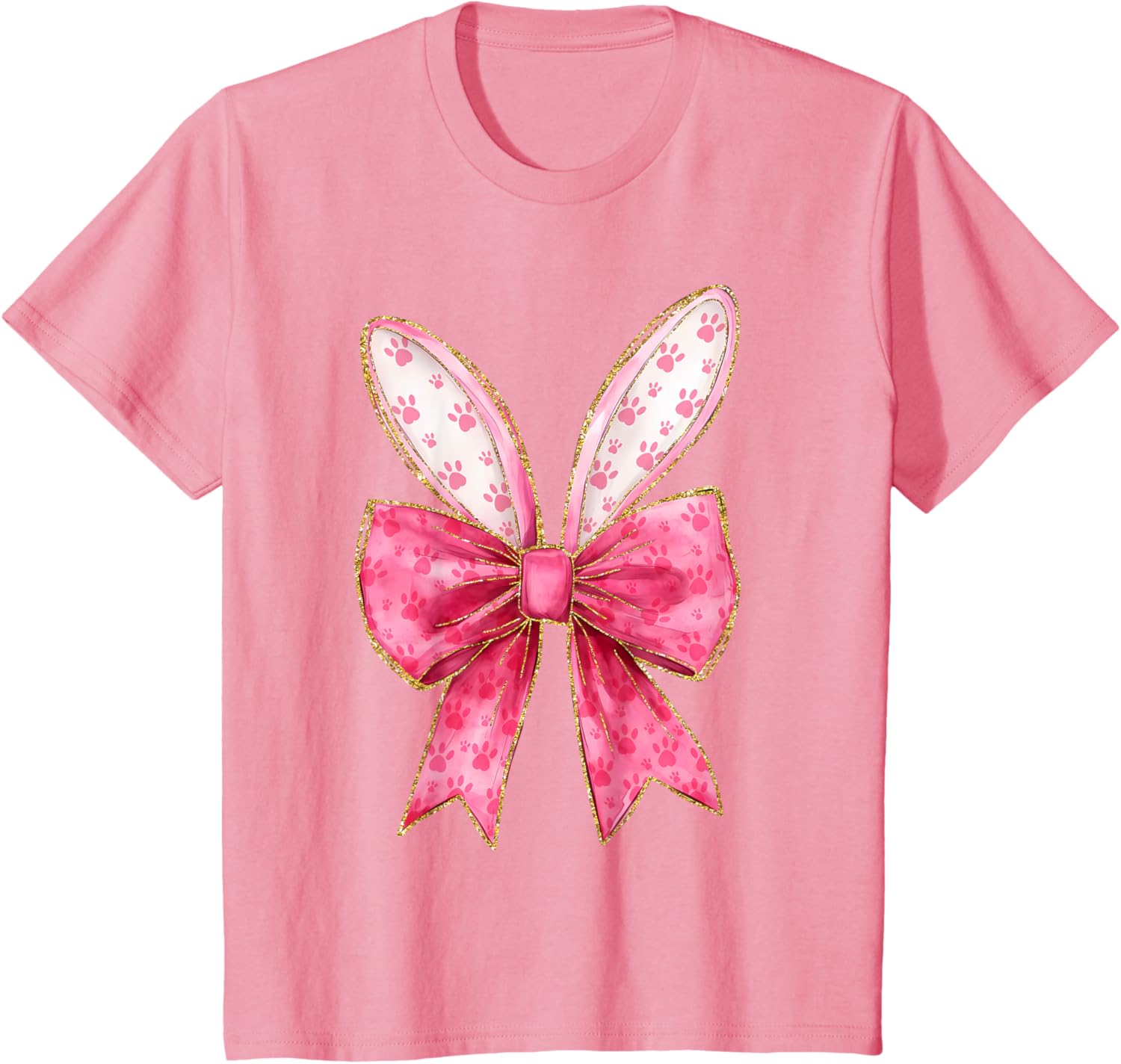 Coquette Bow Bunny Ears Easter Cute Pink Rabbit Women Girls T-Shirt