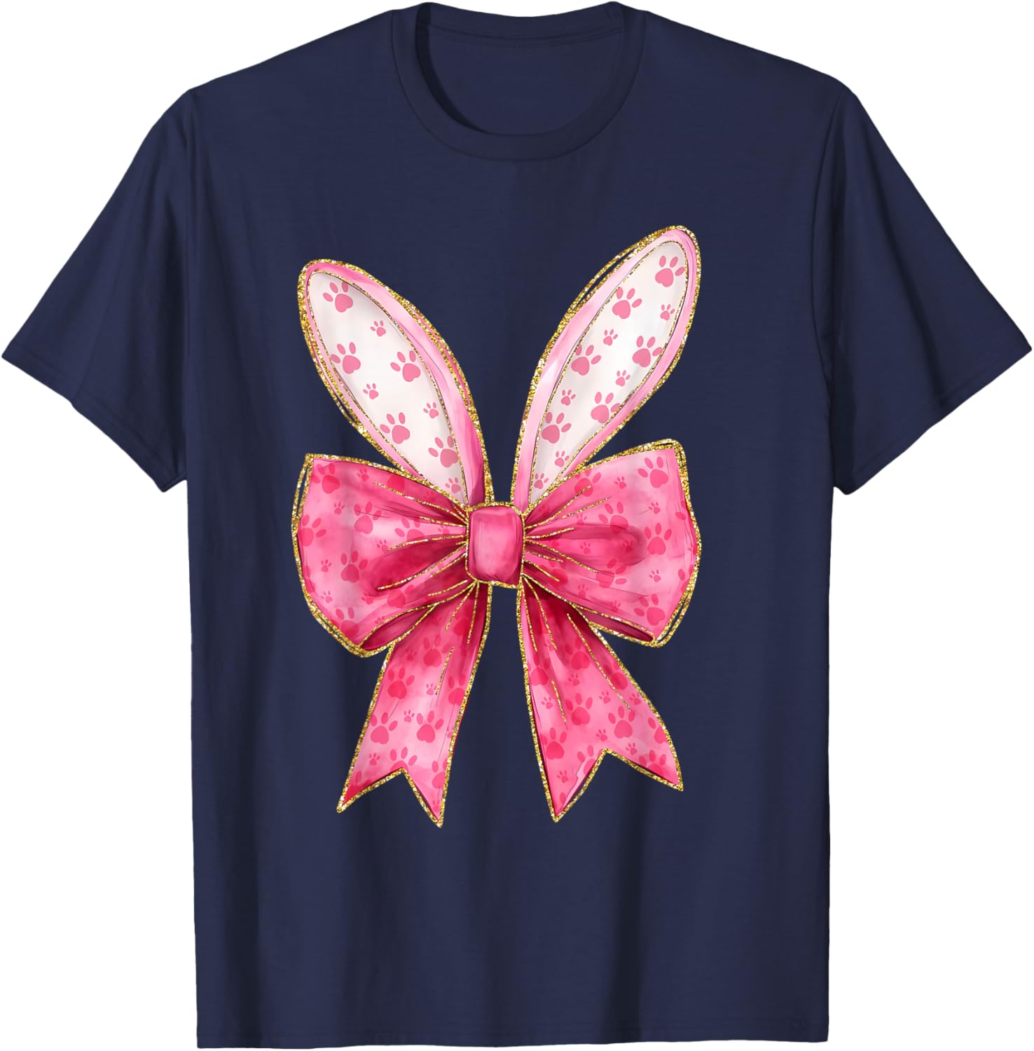 Coquette Bow Bunny Ears Easter Cute Pink Rabbit Women Girls T-Shirt