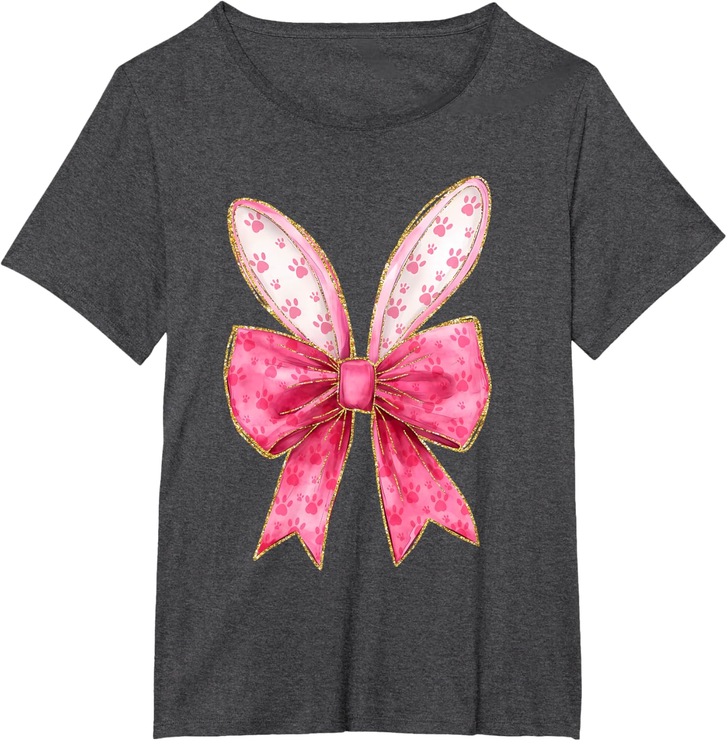 Coquette Bow Bunny Ears Easter Cute Pink Rabbit Women Girls T-Shirt