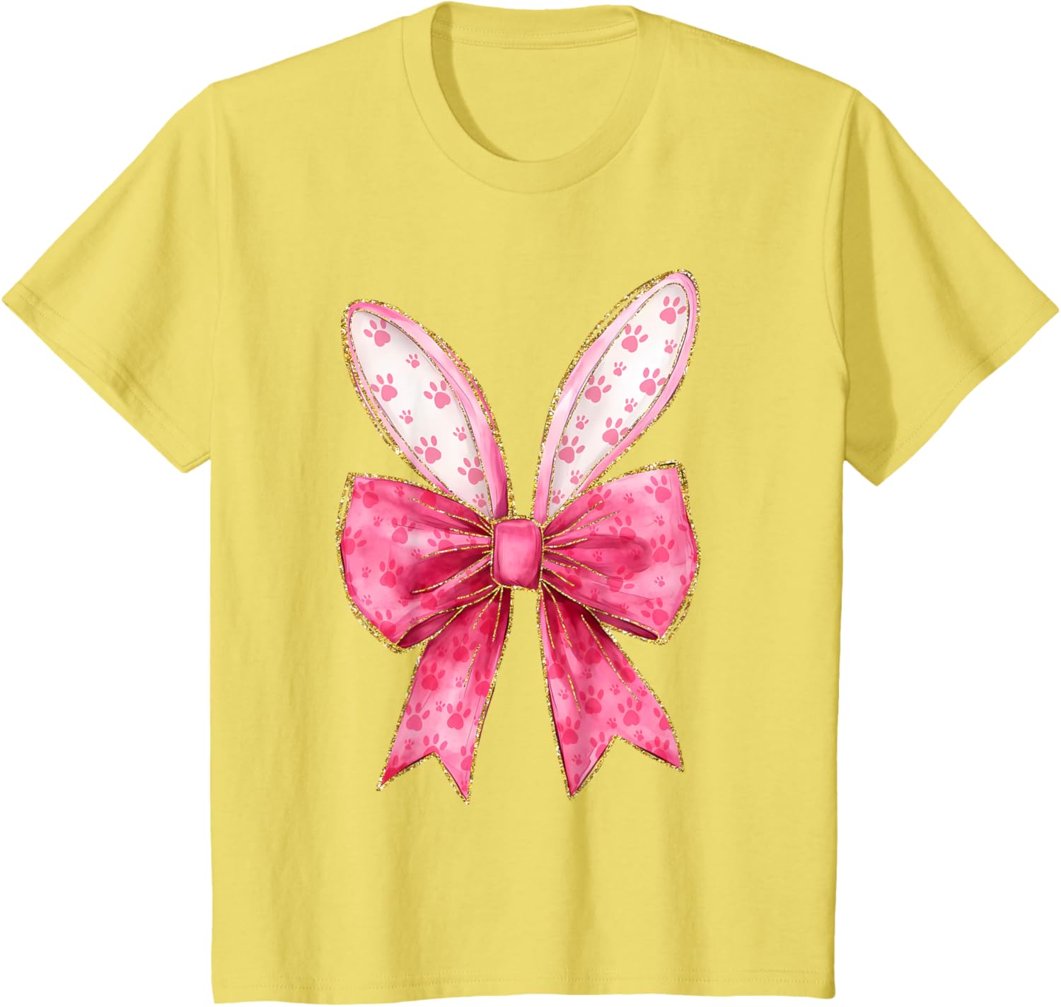 Coquette Bow Bunny Ears Easter Cute Pink Rabbit Women Girls T-Shirt