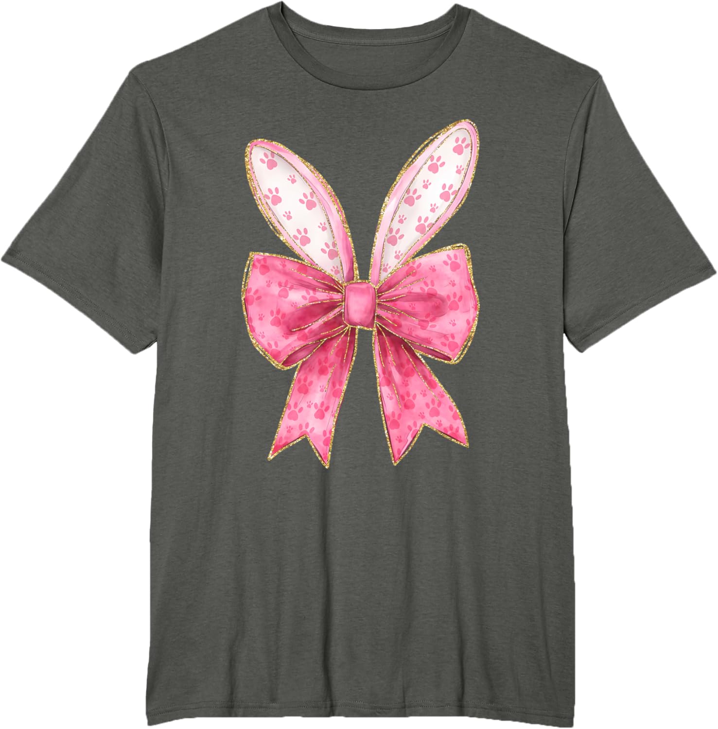 Coquette Bow Bunny Ears Easter Cute Pink Rabbit Women Girls T-Shirt