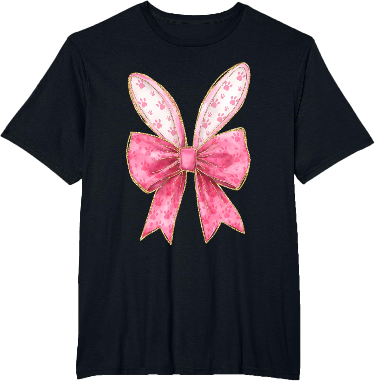 Coquette Bow Bunny Ears Easter Cute Pink Rabbit Women Girls T-Shirt