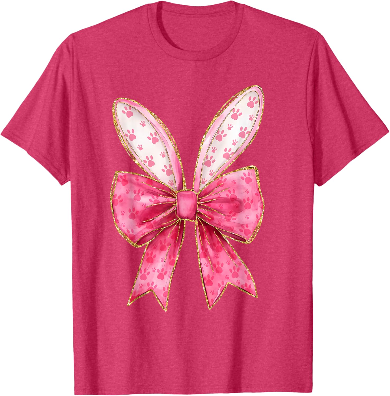 Coquette Bow Bunny Ears Easter Cute Pink Rabbit Women Girls T-Shirt